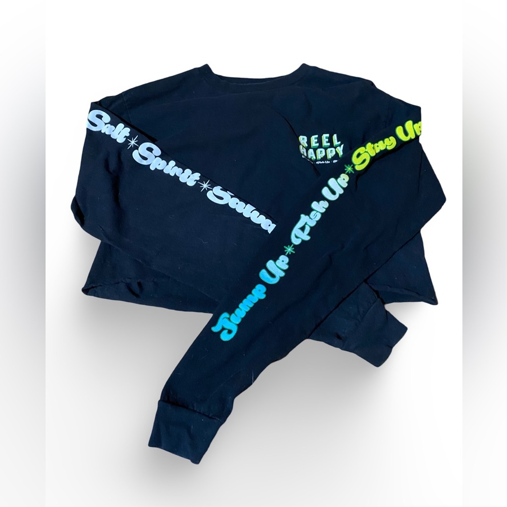 Sz s long sleeve crop happy reel tee